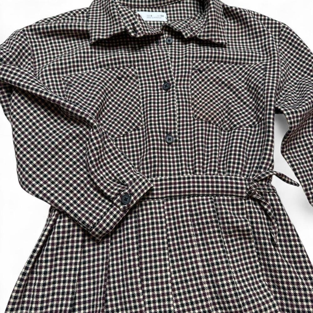 Zara Girls Maroon Houndstooth Pleated Dress 9 - Picture 3 of 10